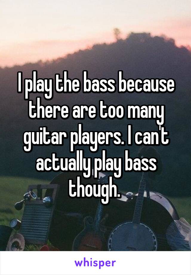 I play the bass because there are too many guitar players. I can't actually play bass though. 