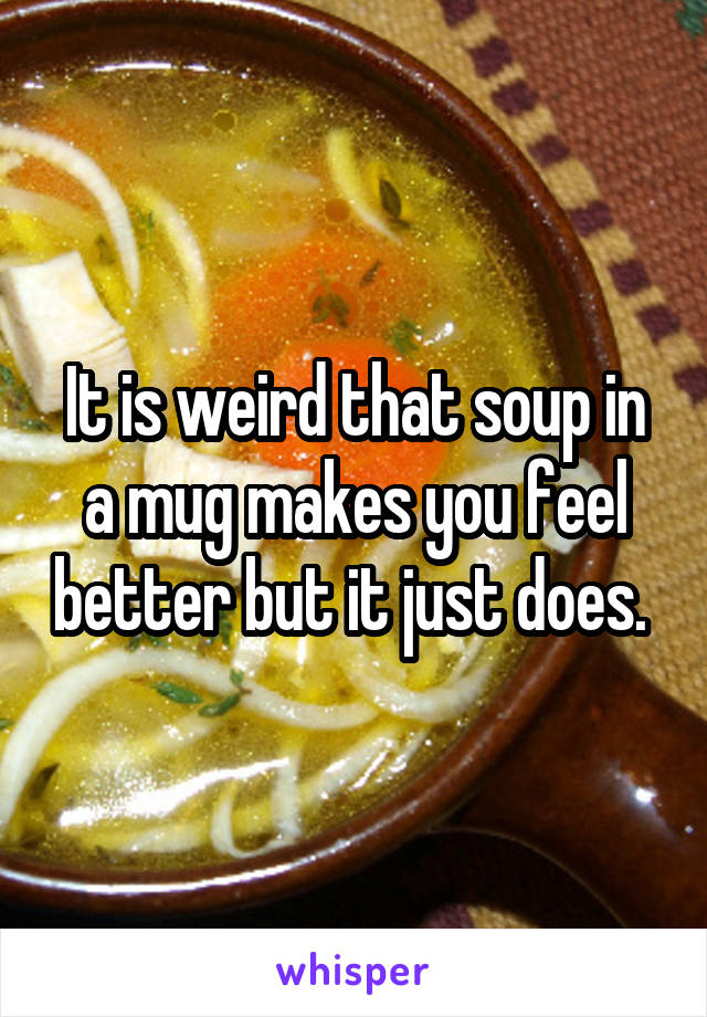 It is weird that soup in a mug makes you feel better but it just does. 