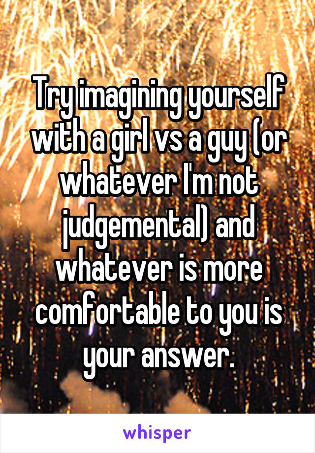 Try imagining yourself with a girl vs a guy (or whatever I'm not judgemental) and whatever is more comfortable to you is your answer.