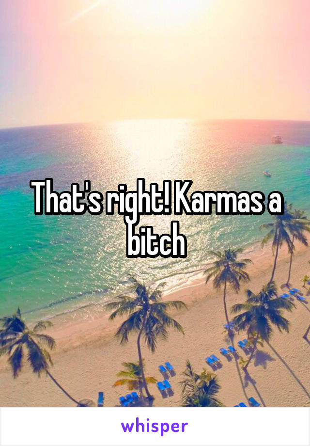 That's right! Karmas a bitch