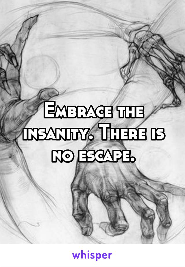 Embrace the insanity. There is no escape.