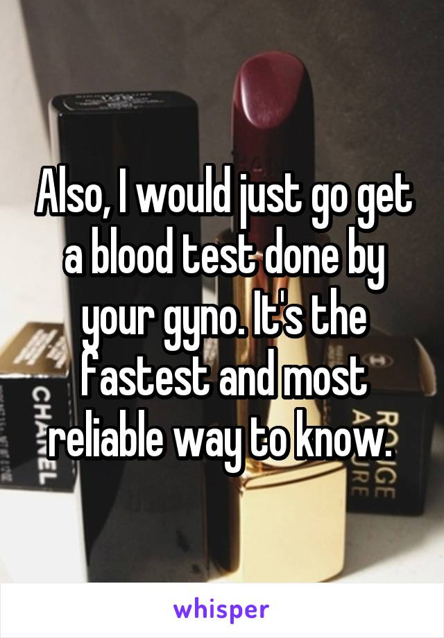 Also, I would just go get a blood test done by your gyno. It's the fastest and most reliable way to know. 