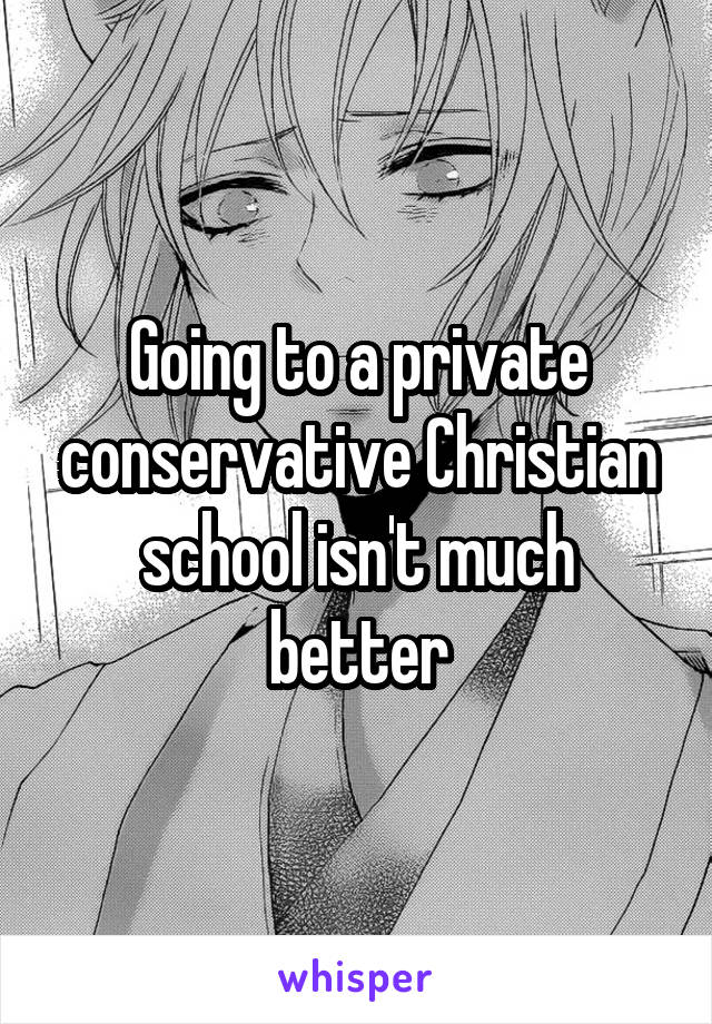 Going to a private conservative Christian school isn't much better