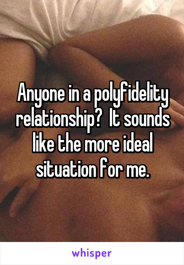 Anyone in a polyfidelity relationship?  It sounds like the more ideal situation for me.