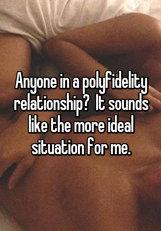 Anyone in a polyfidelity relationship?  It sounds like the more ideal situation for me.