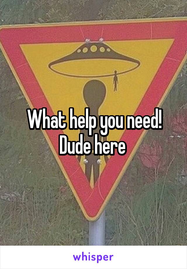 What help you need! Dude here 