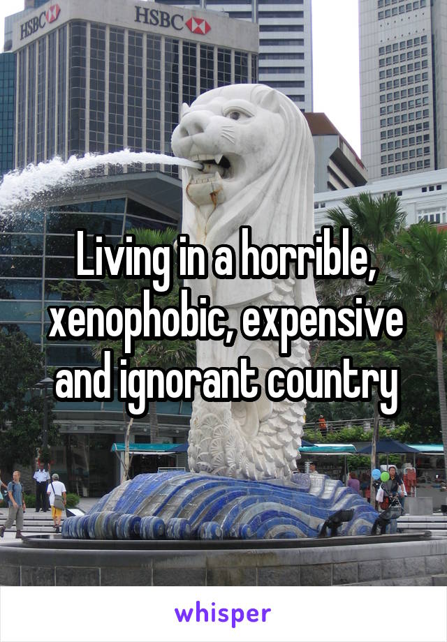 Living in a horrible, xenophobic, expensive and ignorant country