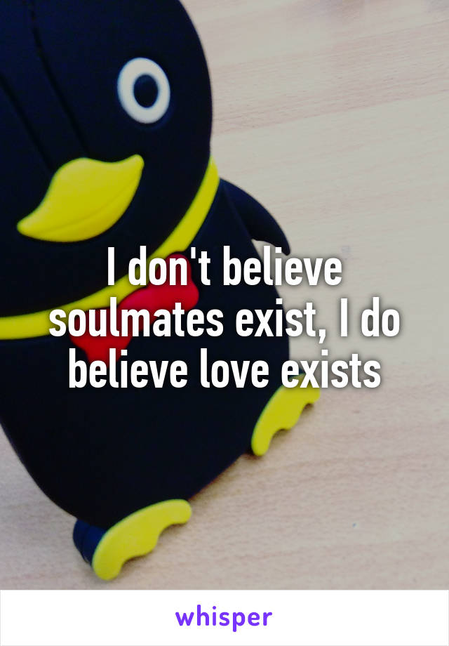 I don't believe soulmates exist, I do believe love exists