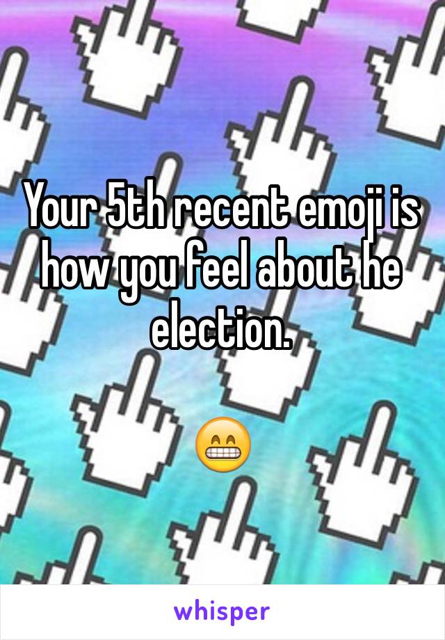 Your 5th recent emoji is 
how you feel about he election.

😁