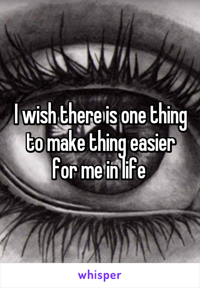 I wish there is one thing to make thing easier for me in life 