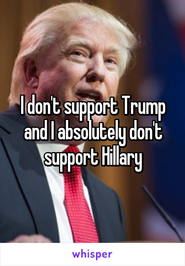 I don't support Trump and I absolutely don't support Hillary