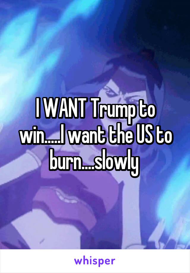 I WANT Trump to win.....I want the US to burn....slowly 