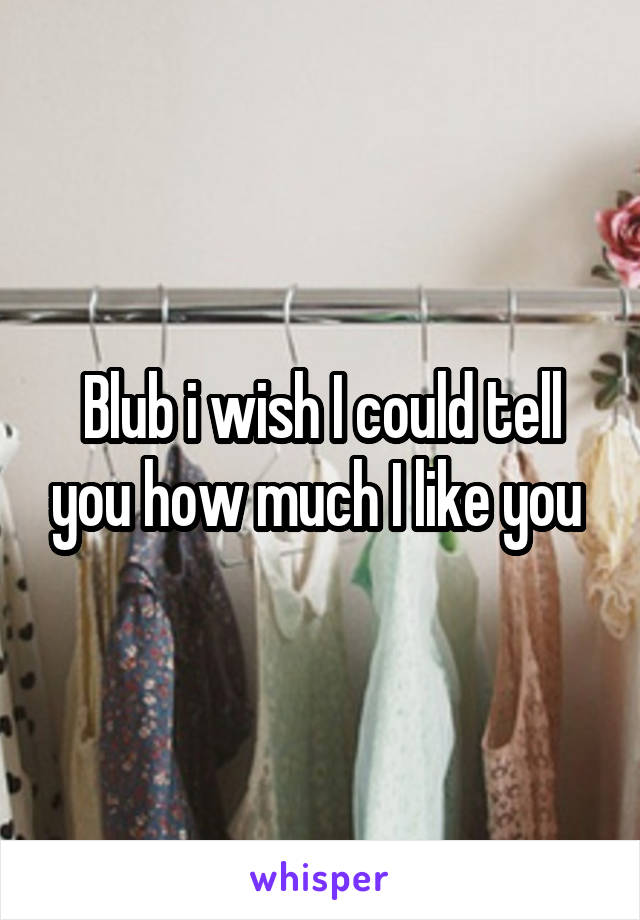 Blub i wish I could tell you how much I like you 