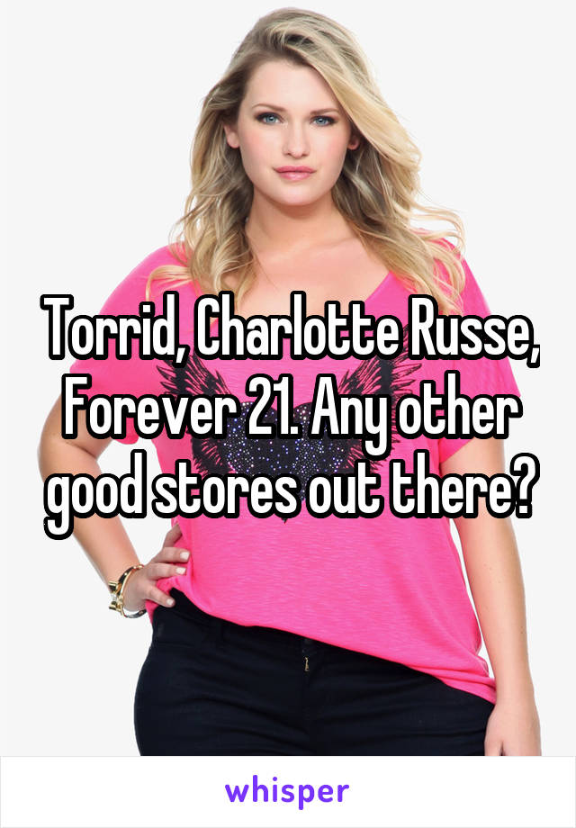 Torrid, Charlotte Russe, Forever 21. Any other good stores out there?