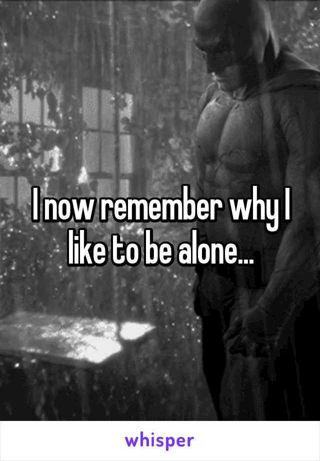 I now remember why I like to be alone...