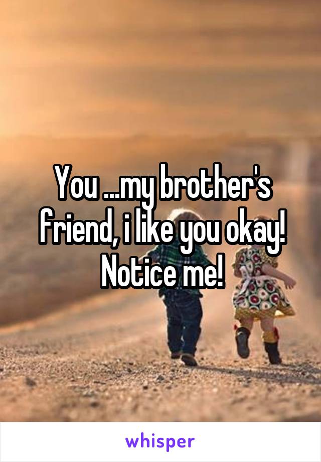 You ...my brother's friend, i like you okay! Notice me!