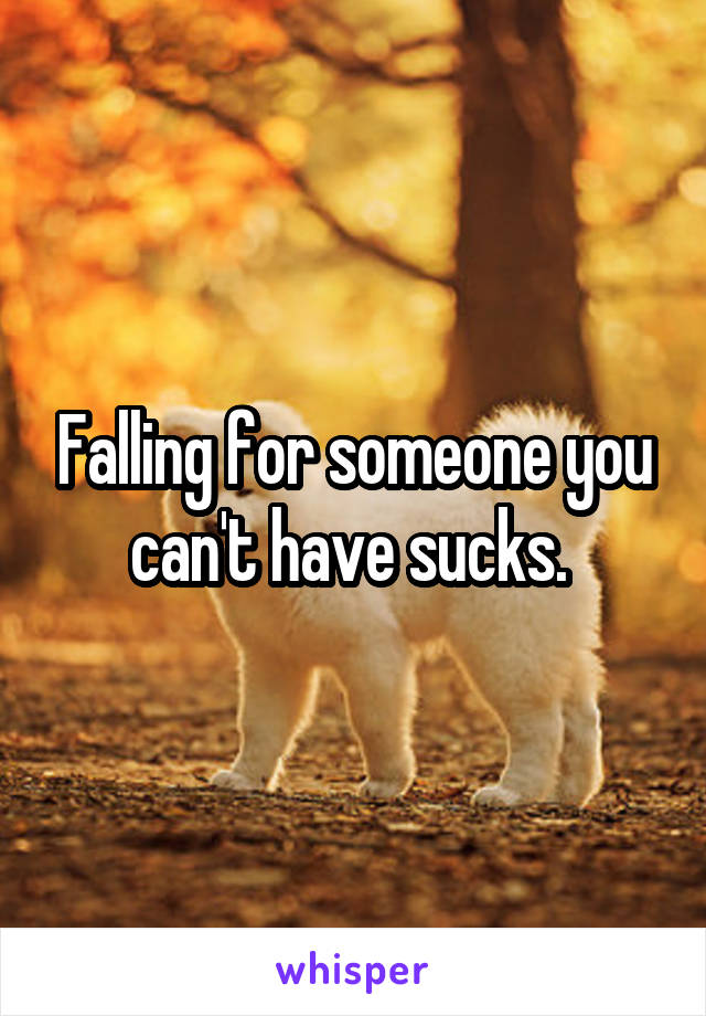 Falling for someone you can't have sucks. 