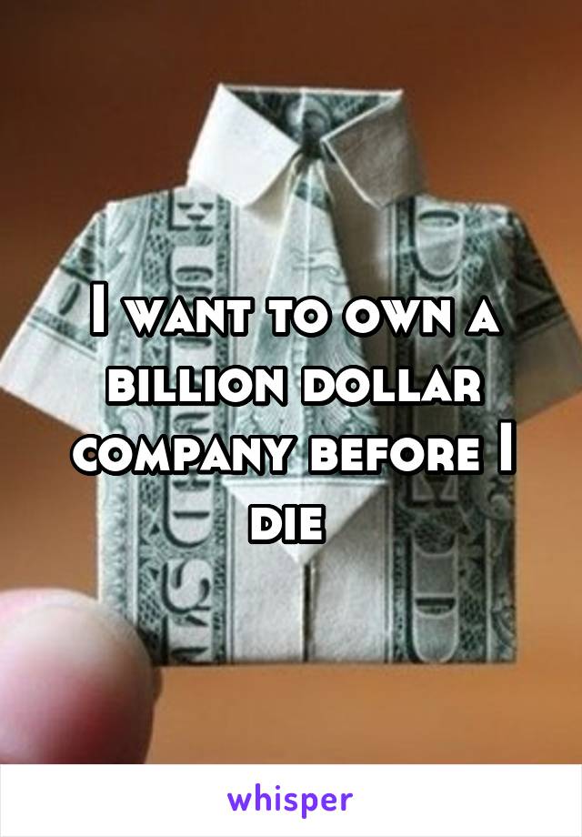 I want to own a billion dollar company before I die 