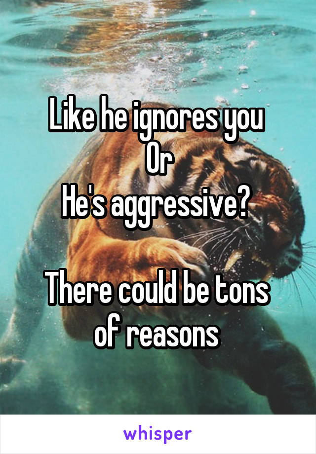 Like he ignores you 
Or
He's aggressive? 

There could be tons 
of reasons 