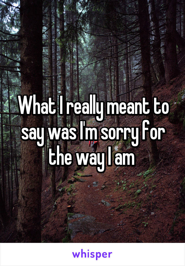 What I really meant to say was I'm sorry for the way I am 