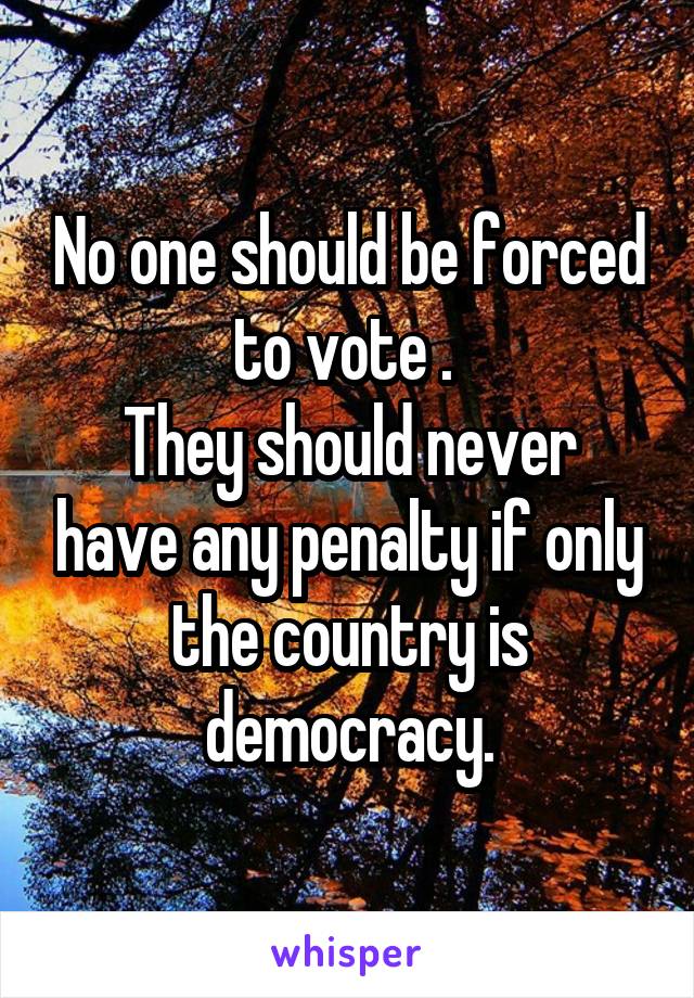 No one should be forced to vote . 
They should never have any penalty if only the country is democracy.