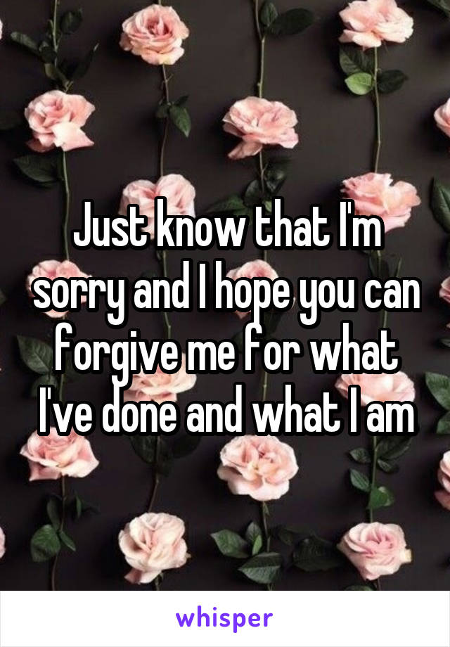 Just know that I'm sorry and I hope you can forgive me for what I've done and what I am