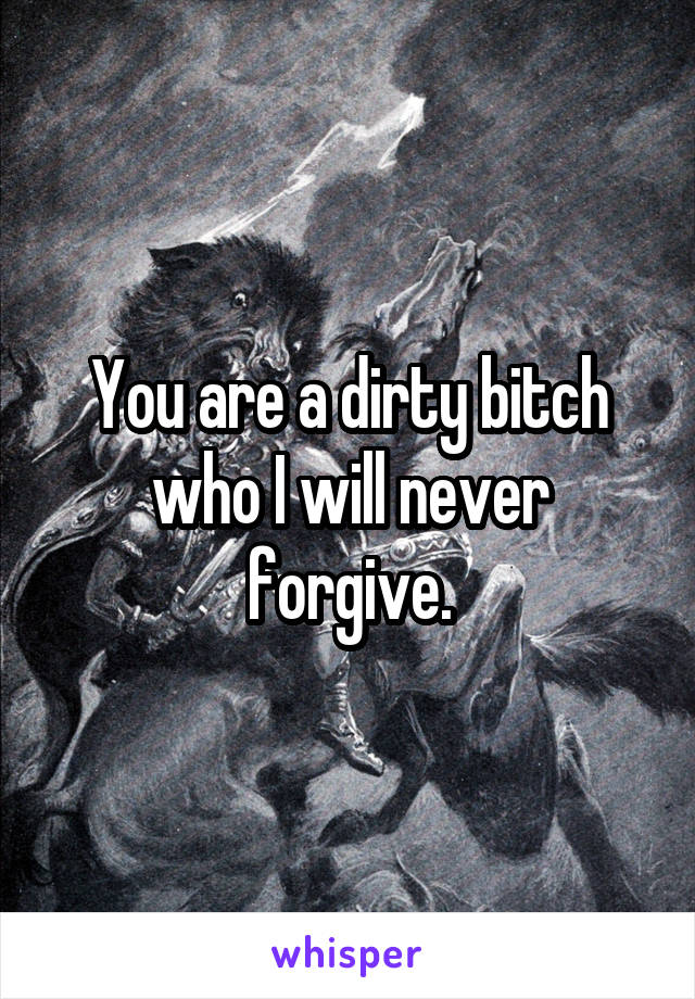 You are a dirty bitch who I will never forgive.