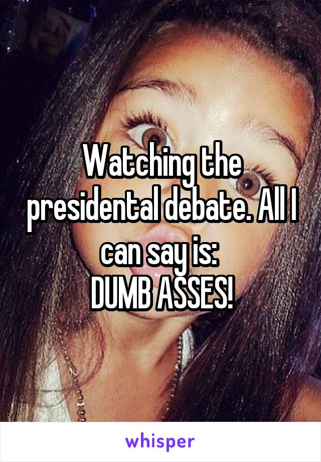 Watching the presidental debate. All I can say is: 
DUMB ASSES!