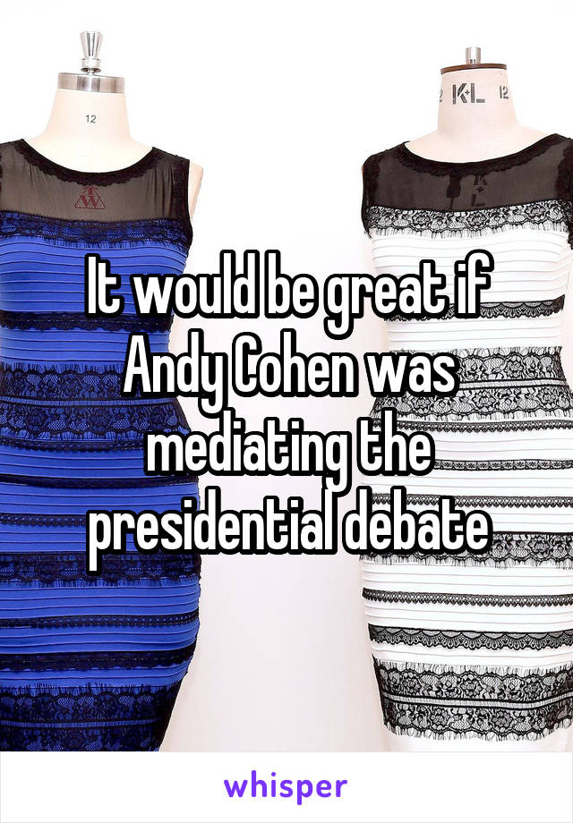 It would be great if Andy Cohen was mediating the presidential debate