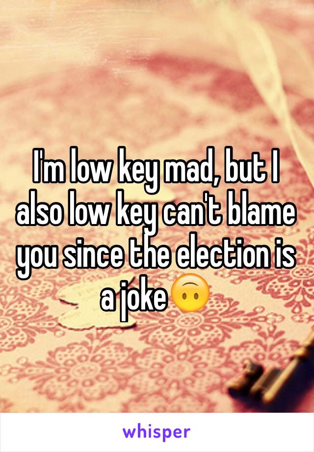 I'm low key mad, but I also low key can't blame you since the election is a joke🙃