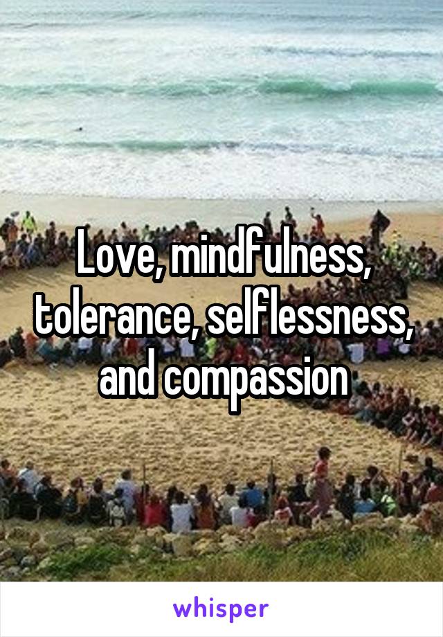 Love, mindfulness, tolerance, selflessness, and compassion