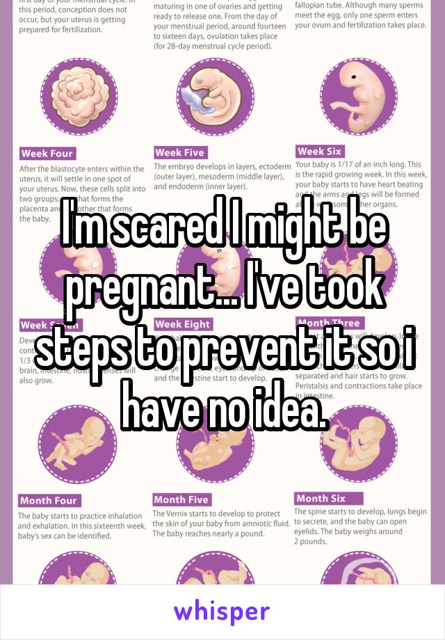 I'm scared I might be pregnant... I've took steps to prevent it so i have no idea.