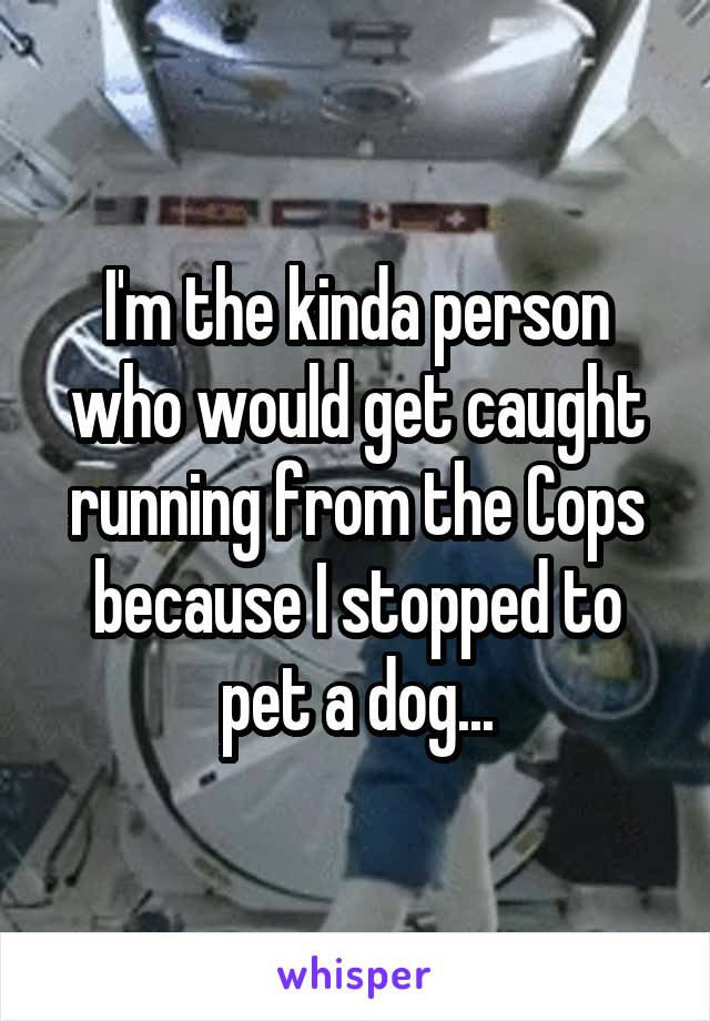 I'm the kinda person who would get caught running from the Cops because I stopped to pet a dog...