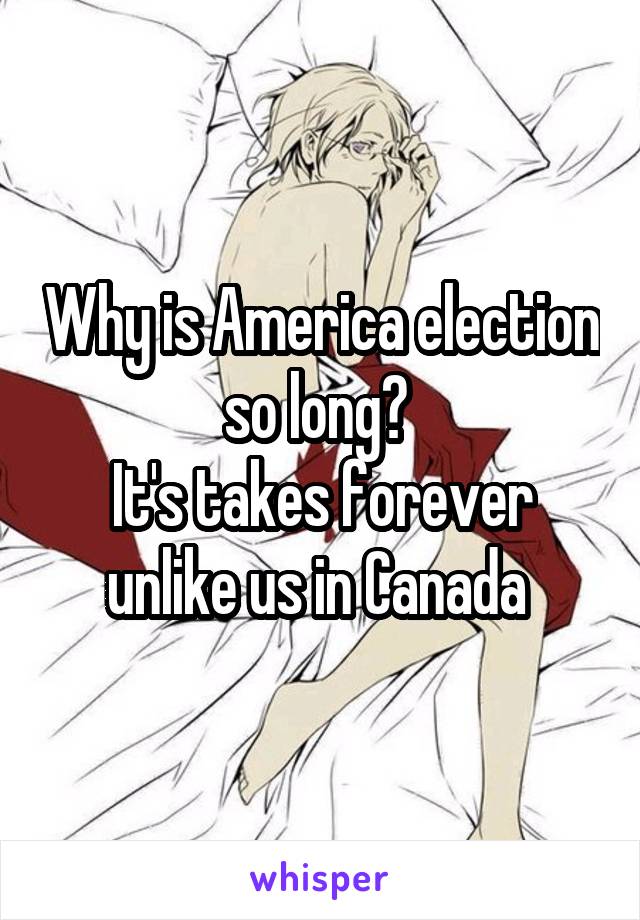 Why is America election so long? 
It's takes forever unlike us in Canada 