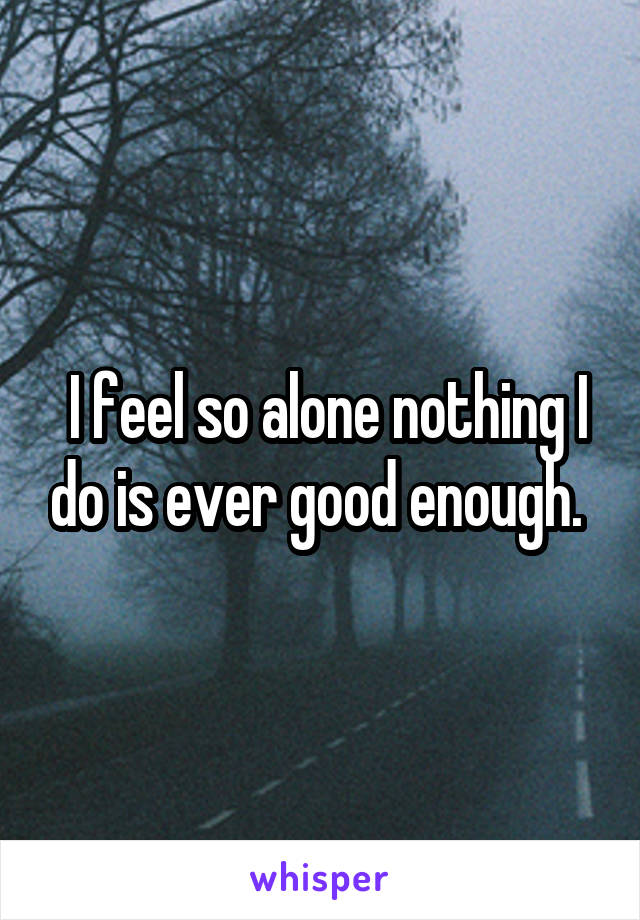  I feel so alone nothing I do is ever good enough. 