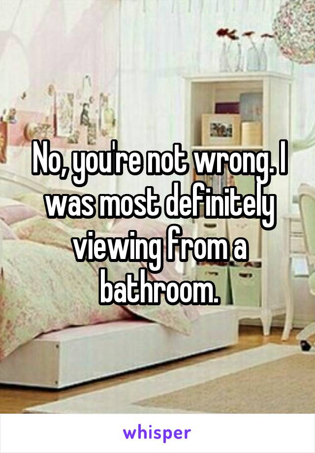 No, you're not wrong. I was most definitely viewing from a bathroom.