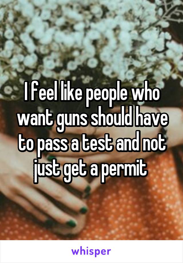 I feel like people who want guns should have to pass a test and not just get a permit 