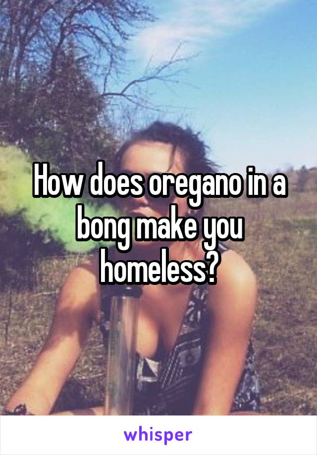 How does oregano in a bong make you homeless?