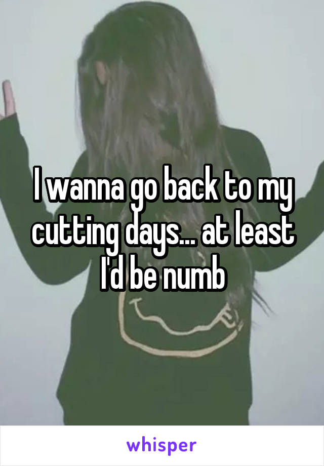 I wanna go back to my cutting days... at least I'd be numb