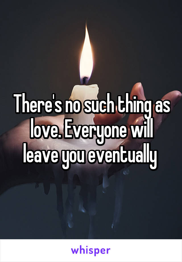 There's no such thing as love. Everyone will leave you eventually 