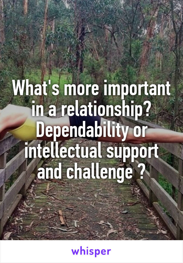 What's more important in a relationship? Dependability or intellectual support and challenge ?