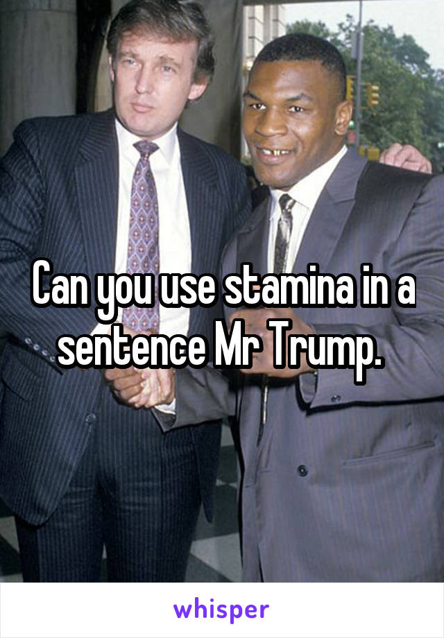 Can you use stamina in a sentence Mr Trump. 