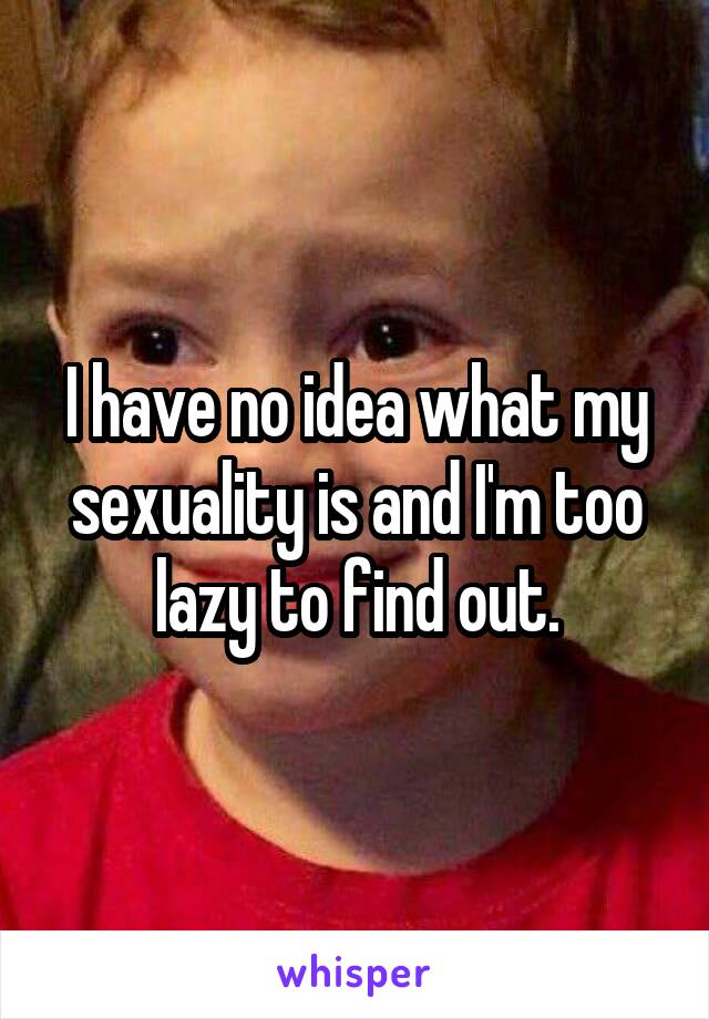 I have no idea what my sexuality is and I'm too lazy to find out.