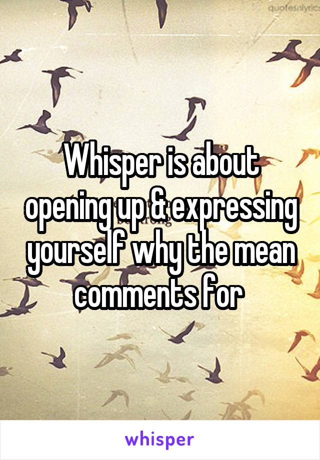 Whisper is about opening up & expressing yourself why the mean comments for 