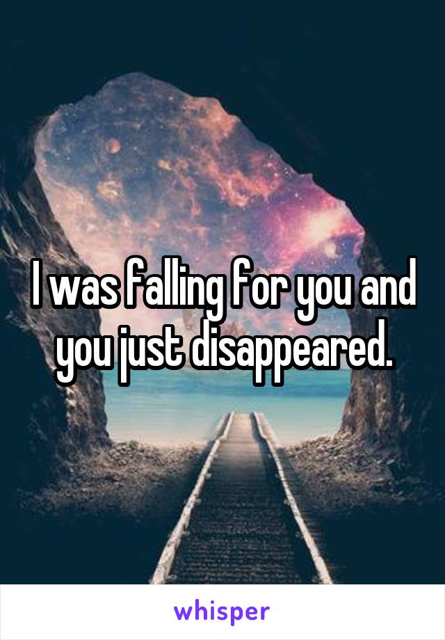 I was falling for you and you just disappeared.