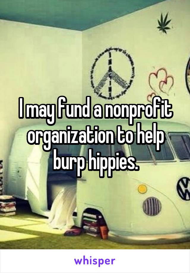 I may fund a nonprofit organization to help burp hippies.