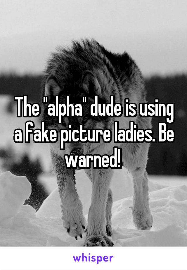 The "alpha" dude is using a fake picture ladies. Be warned! 