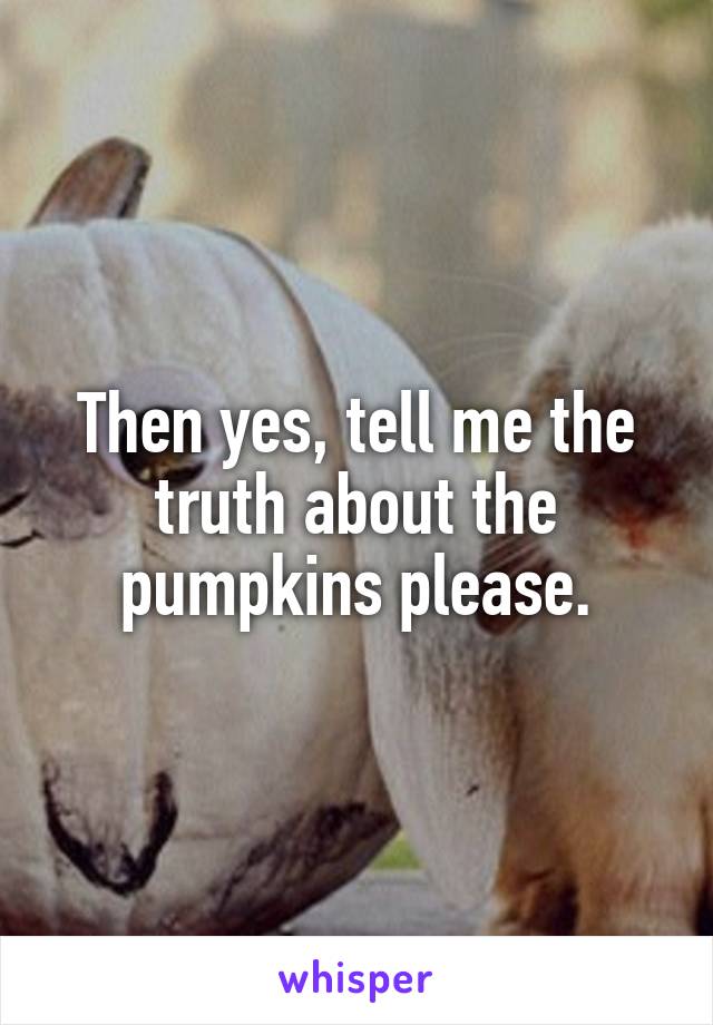 Then yes, tell me the truth about the pumpkins please.