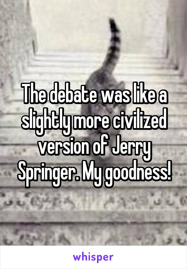 The debate was like a slightly more civilized version of Jerry Springer. My goodness!