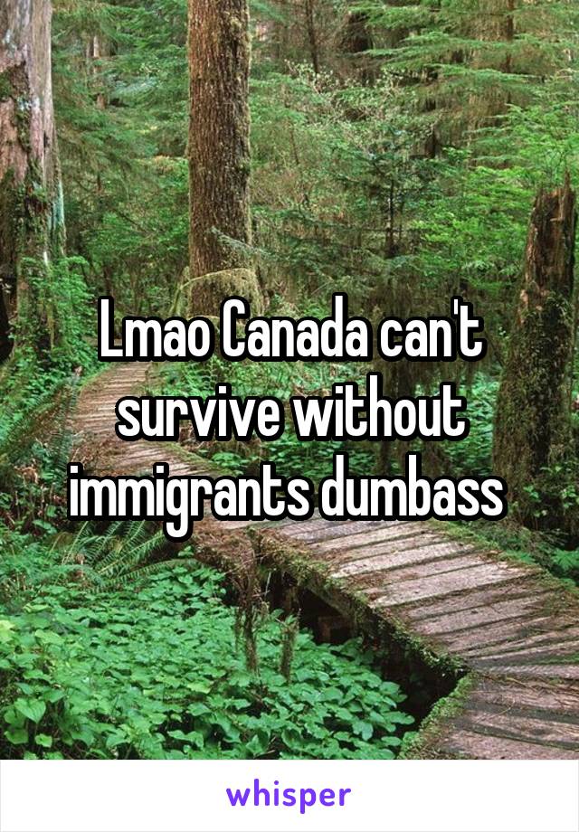 Lmao Canada can't survive without immigrants dumbass 